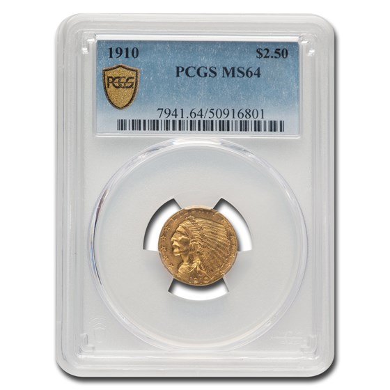 1910 $2.50 Indian Gold Quarter Eagle MS-64 PCGS 1910 $2.50 Indian Gold Quarter Eagle MS-64 PCGS